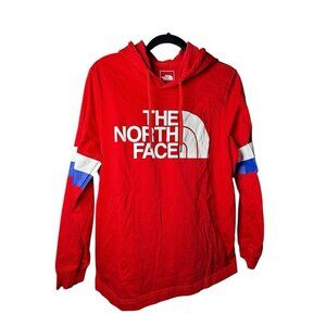 The North Face Women Med Red Long Sleeve Hooded Shirt With Logo